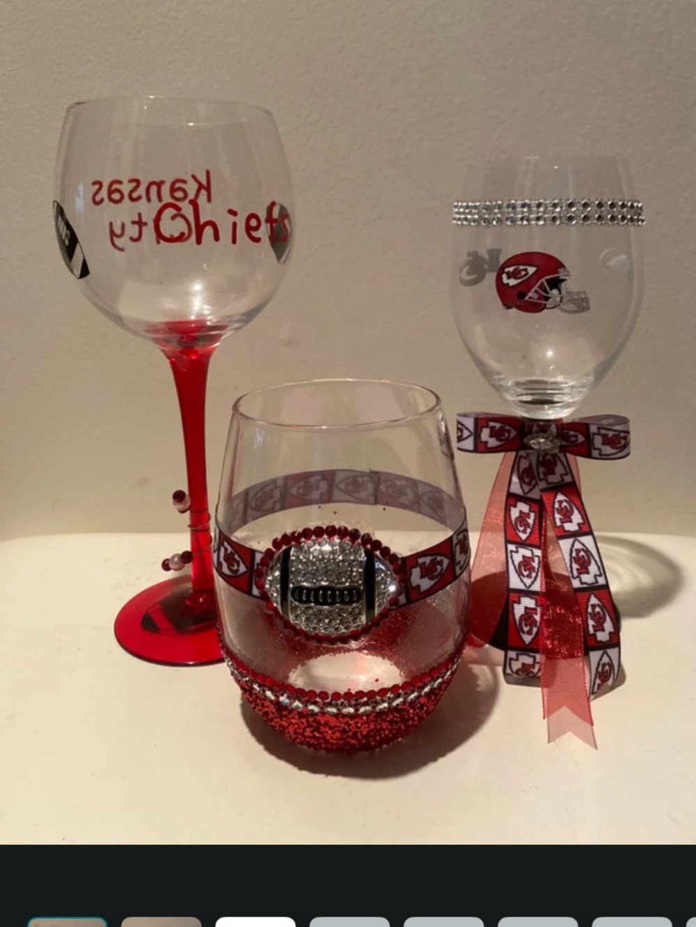 Red Decorative Wine Glasses - Team Spirit Home Accents